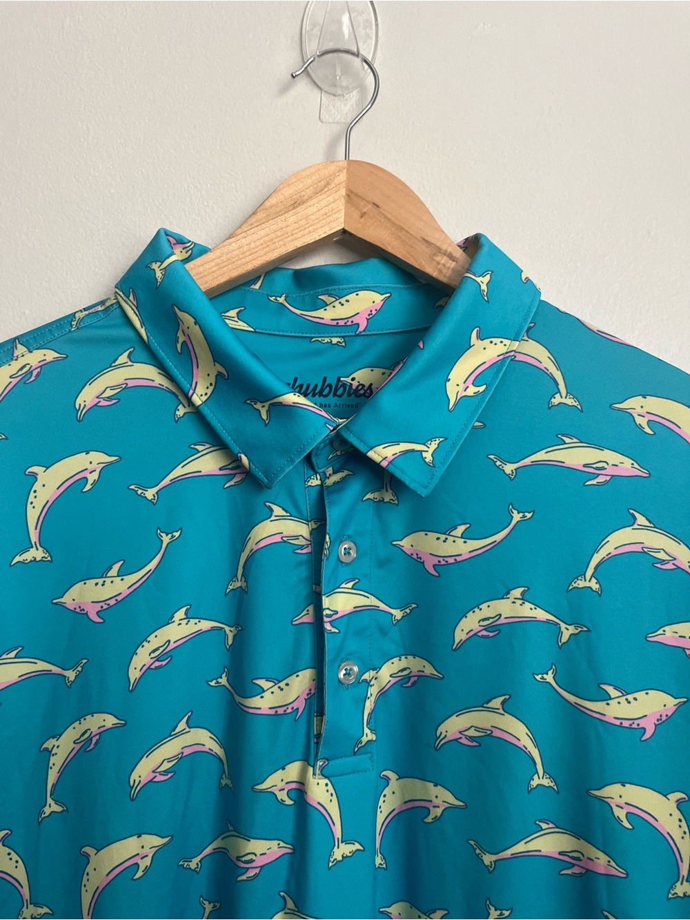 Chubbies The Flying Dolphins Performance Golf Polo Shirt Teal Blue Men XXL - Picture 4 of 9